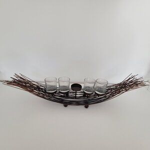 Pier 1 Unique Copper Metal Wire Sculpture Candelabra Centerpiece 24" Long